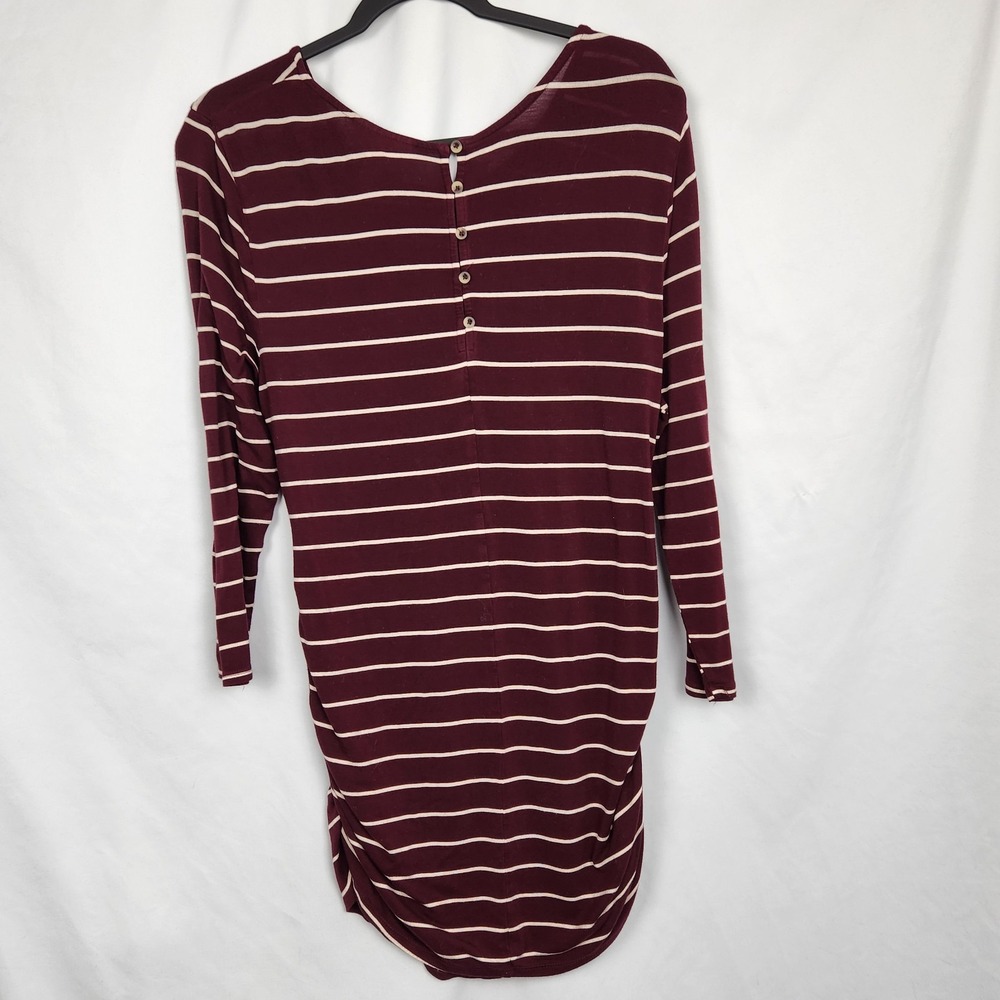 Jessica Simpson Maternity Womens 3/4 Sleeve T-Shirt Maroon White Striped Large - Picture 6 of 6